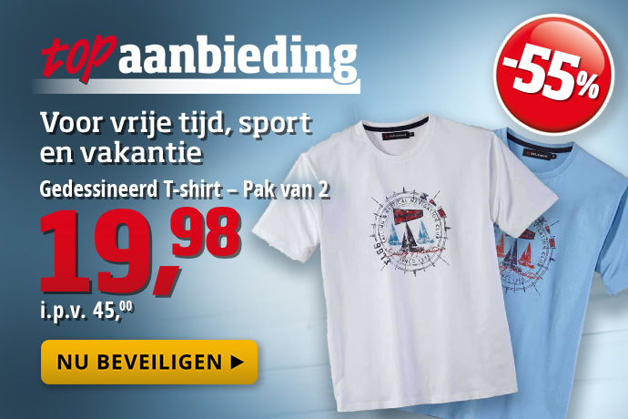Topaanbieding - Gedessineerd T-shirt Pak van 2