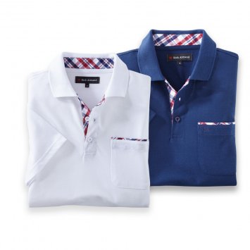 Poloshirt met contrastbeleg Set van 2 stuks