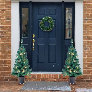 LED-kerstbomen en krans