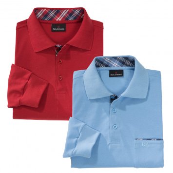 Poloshirt met contrasten in set van 2