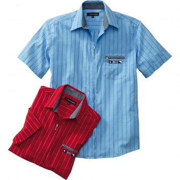 Seersuckeroverhemd met doorlopende ritssluiting