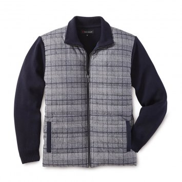 Gebreid vest in materiaalmix