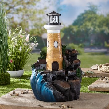 Waterelement  "Vuurtorenidylle"  voor in de tuin