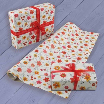Bestel het meteen mee, zodat u altijd het juiste cadeaupapier bij de hand hebt. Met vrolijk bloemmotief, 10 meter lang.
