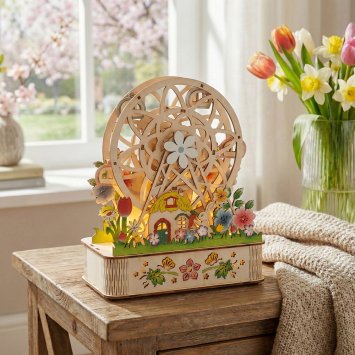 Draaiende houten reuzenrad