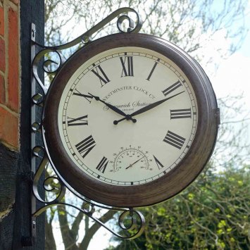 Greenwich-wandklok met thermometer