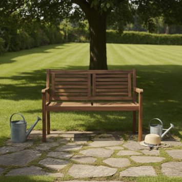 Bank in de rozentuin