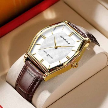 Herenhorloge met leren band