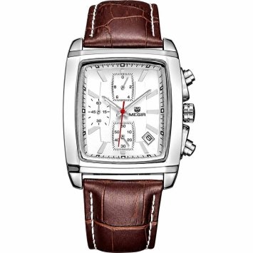 Retro herenhorloge met leren band