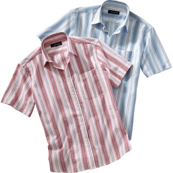 Set van 2 Seersucker-Streepoverhemden