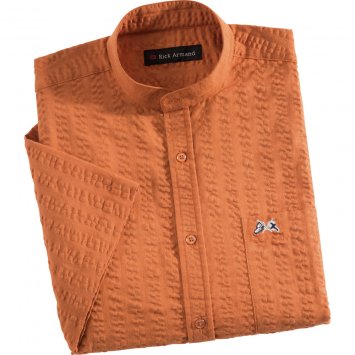 Seersucker-overhemd met staande kraag