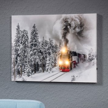 Led-artprint ’stoomlocomotief’