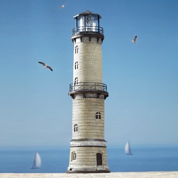 Vuurtoren 'Warnemünde' op zonne-energie
