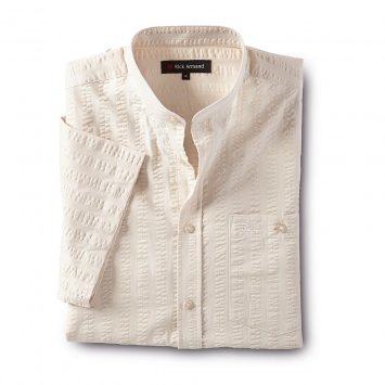 Seersucker overhemd met opstaande kraag