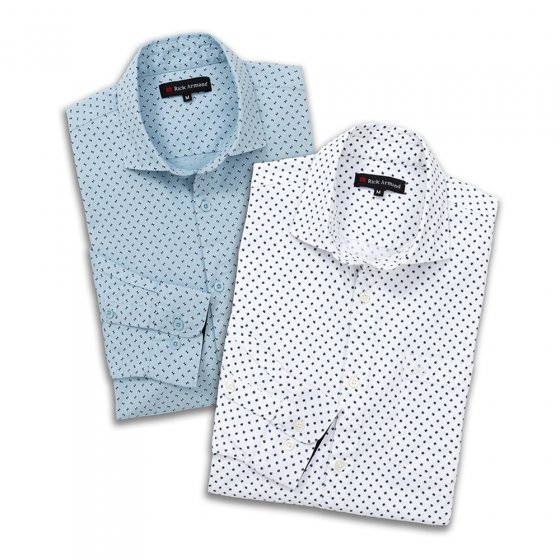 MILANO stretchhemd als set 3XL (47/48) | Wit#Lichtblauw