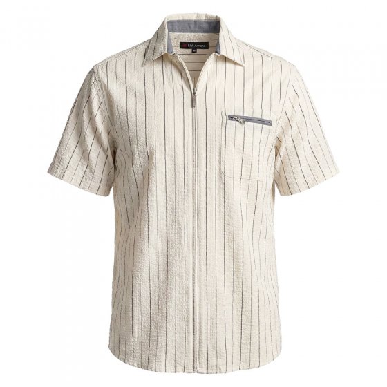 Seersuckerhemd met ritssluiting 