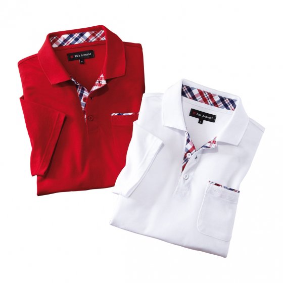 Poloshirt met contrasterende afwerking Set van 2 stuks 