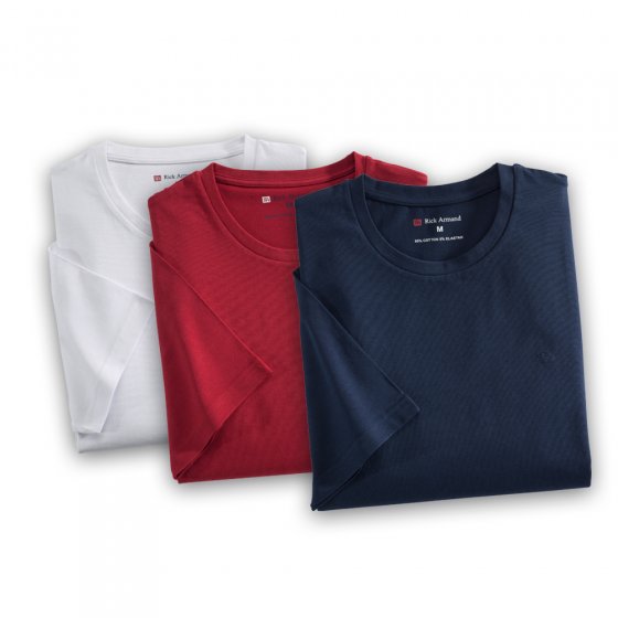 T-shirt in stretchkwaliteit 3 stuks M | Rood#Wit#Marine