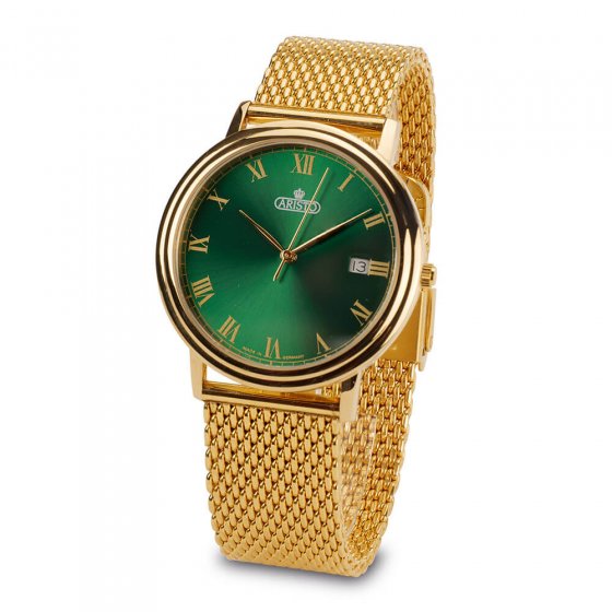 Verguld herenhorloge 'Green Baron II'