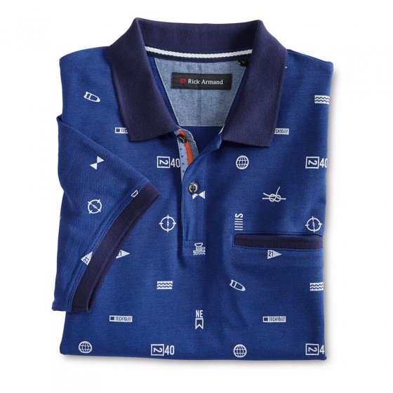 Gedessineerd poloshirt XXL | Blauw-gedrukt