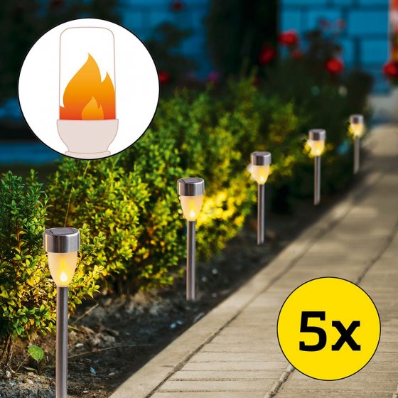 Solar-vlammenlichtset Set van 5