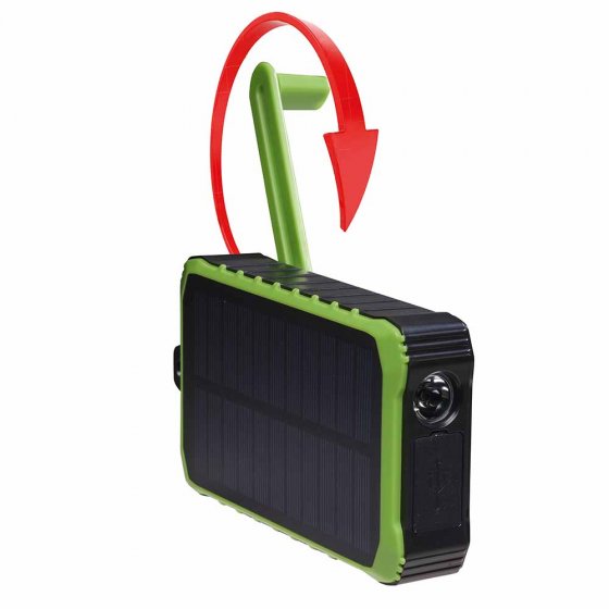 Solar-oplader met zwengel 