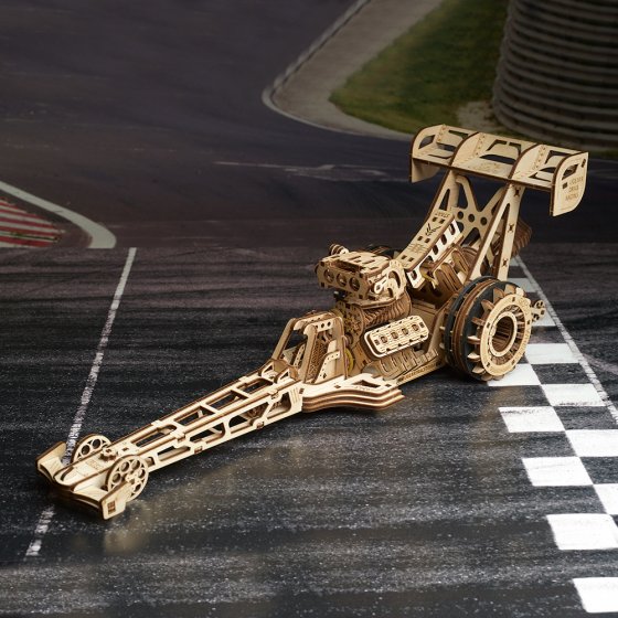 Houten model Dragster-raceauto 