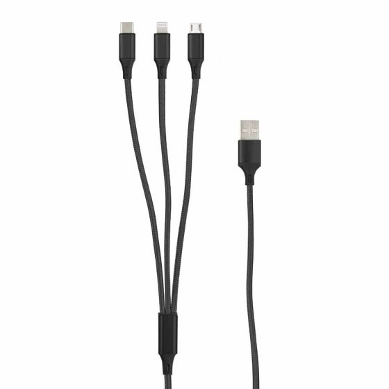 USB-oplaadkabel 3-in-1 Zwart