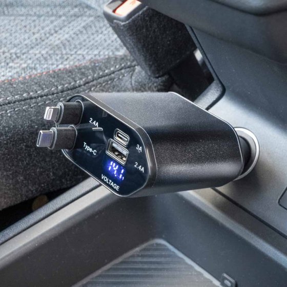 4-in-1 autolader met 4 kabels 