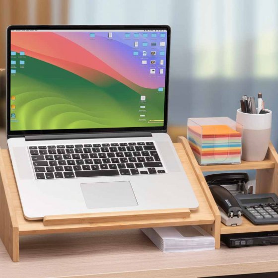 Bamboe laptoporganizer
