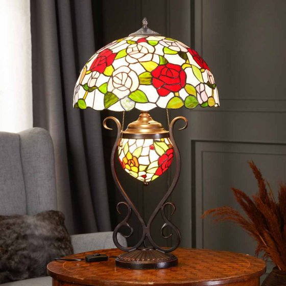 Tafellamp "Rozen" in Tiffany-stijl 