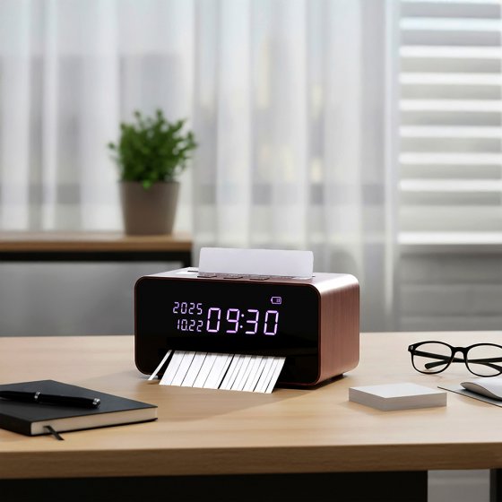 Tafelmodel papiervernietiger met klok