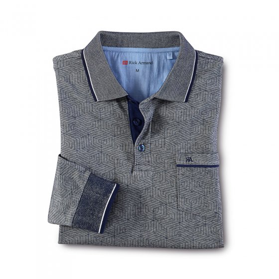 Piquéshirt m.lange mouwen,Set 3XL | Grijsgedessineerd#Marine