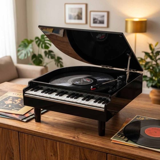 Platenspeler in piano-look 