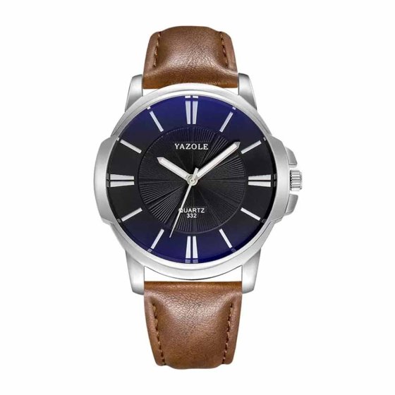Herenhorloge met zwarte leren band 