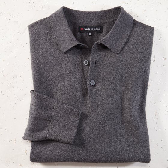 Tricot poloshirt met kasjmier 
