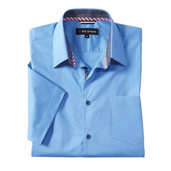 Stretch-overhemd met contrasten 3XL (47/48) | Lichtblauw
