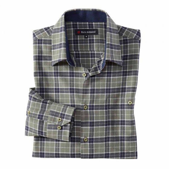 Overhemd van katoenflanel 3XL (47/48) | Groen