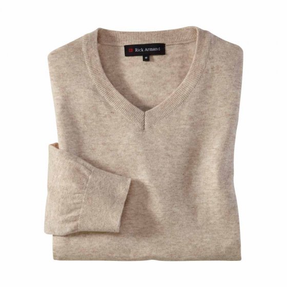 Trui met V-hals 3XL (64/66) | Beige