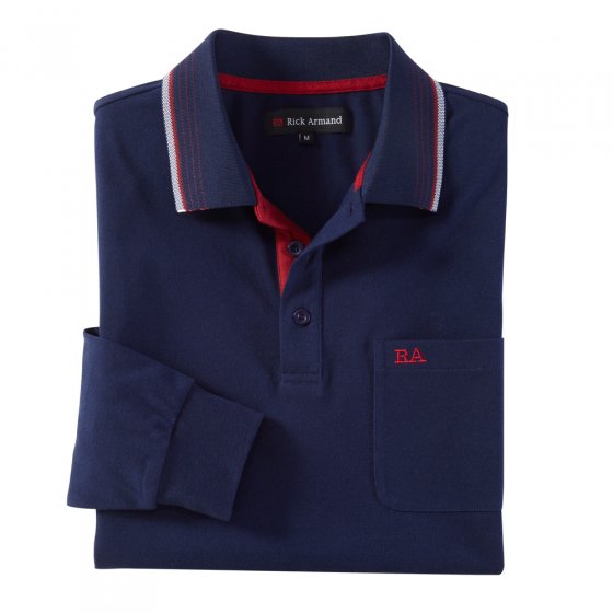 Piquéshirt met lange mouwen, marine 3XL (64/66) | Marine