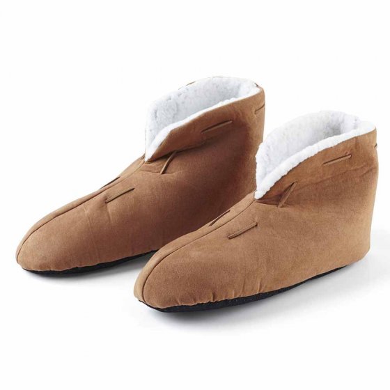 Pantoffels van leer en bont 