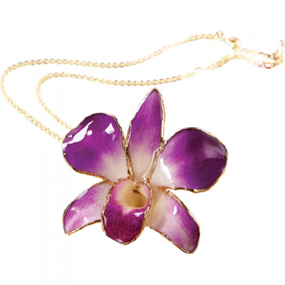 Ketting met echte orchidee bloem 