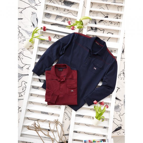 Lange mouwen shirt bordeaux+ marine als set 