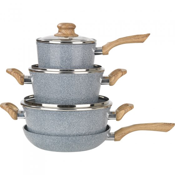 Keramische kook- en braadset in graniet-design 7-dlg. set