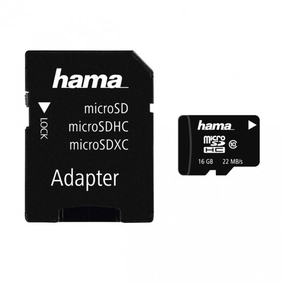 Opslagcap.16 GB MicroSDHC+adap. 