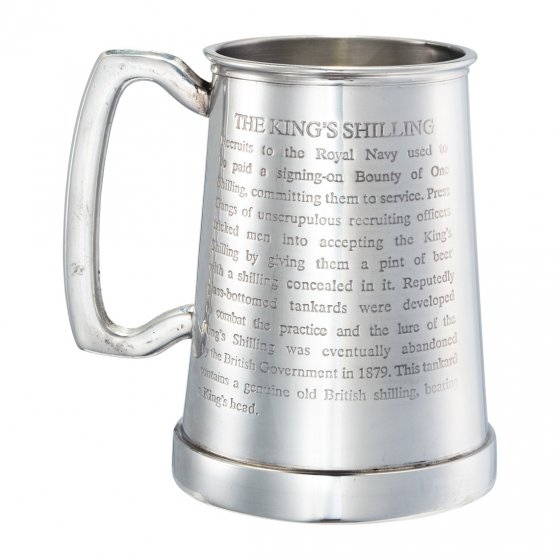 Tinnen bierpul 'King’s Shilling' 