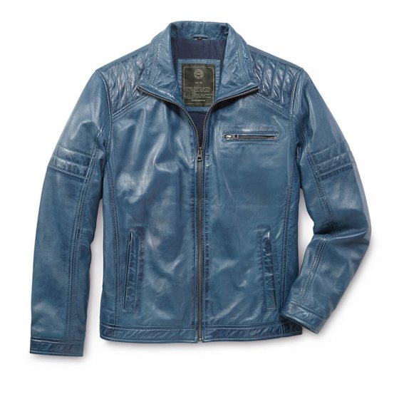 Modieus leren jack,Blauw 50 | Blauw