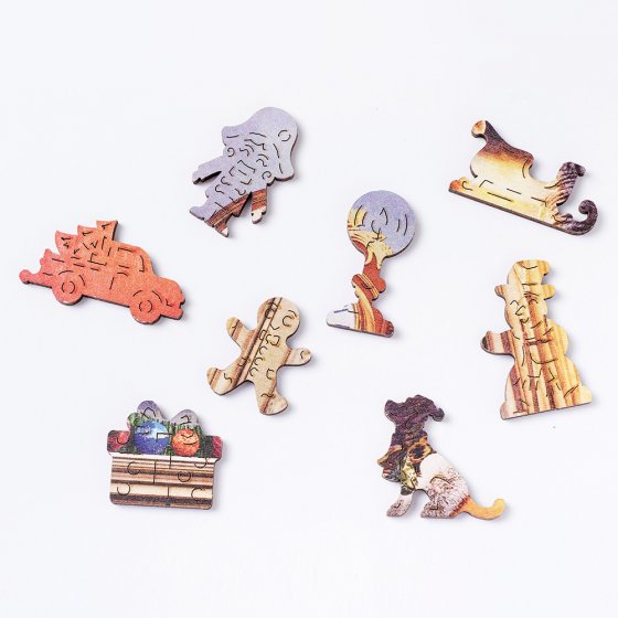 Houten puzzel ’Kerst bij de open haard’ 