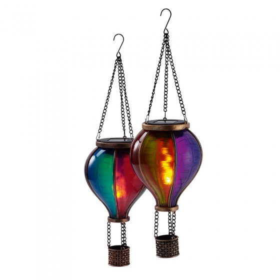 Kleurrijk heteluchtballonduo op zonne-energie 