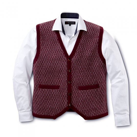 Jacquard gebreid vest 3XL | Bordeaux